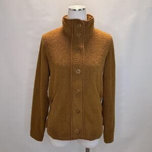 Kuhl Jacket Womens Small Brown Sherpa Fleece Snap Front High Collar Pockets